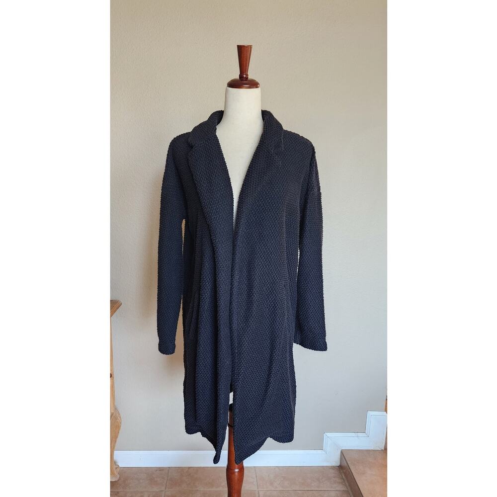 Marine Layer Black Longline Birdseye Textured Jacket Pockets SZ Medium